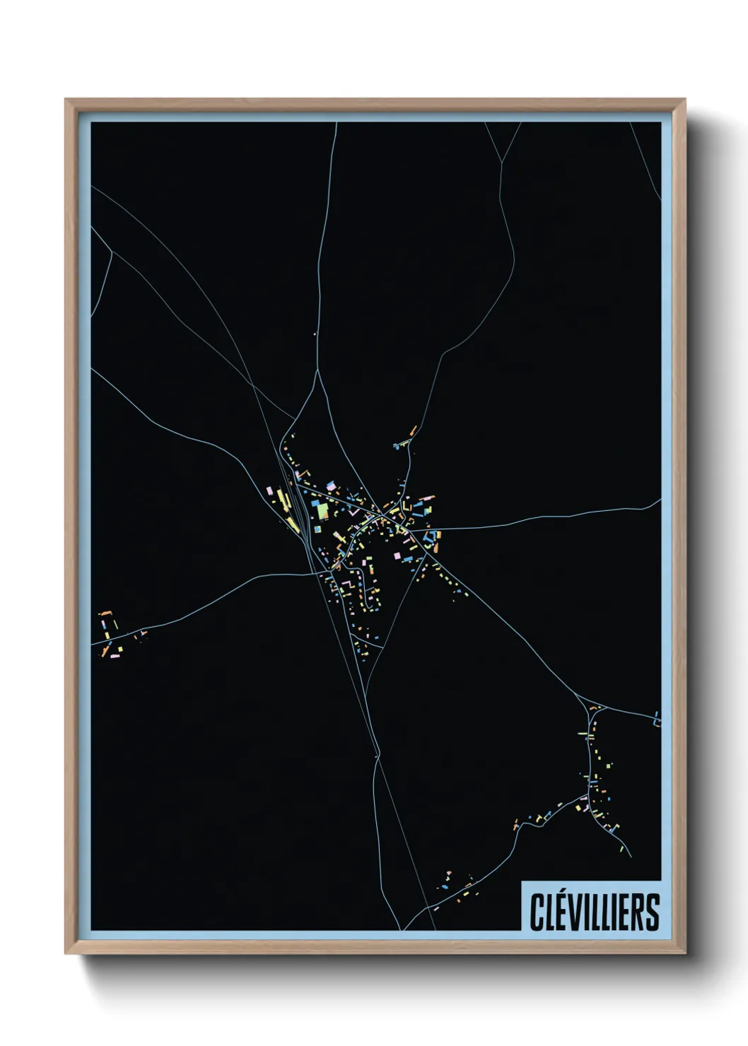 Une affiche de carte sur Clévilliers