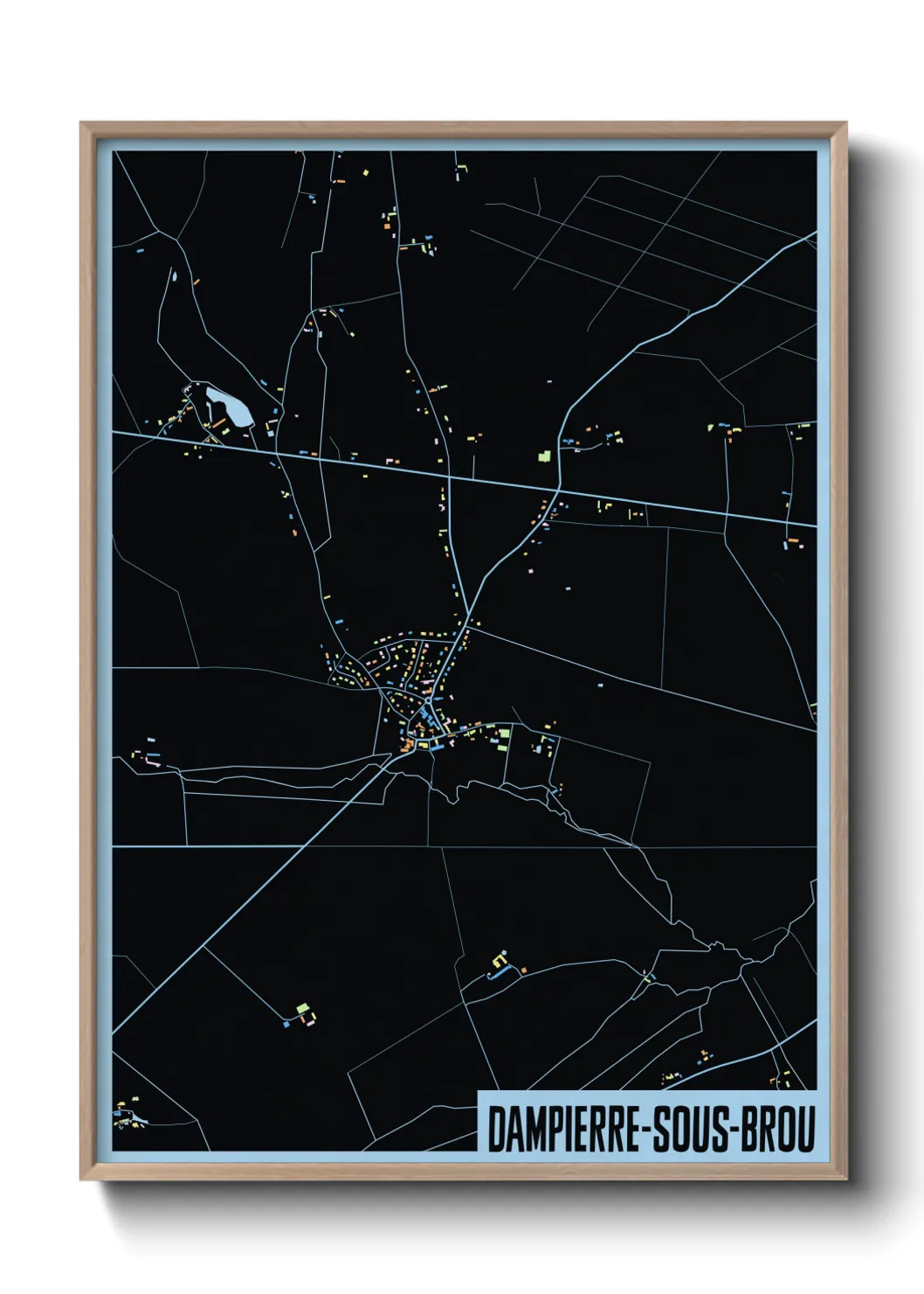 Une affiche de carte sur Dampierre-sous-Brou