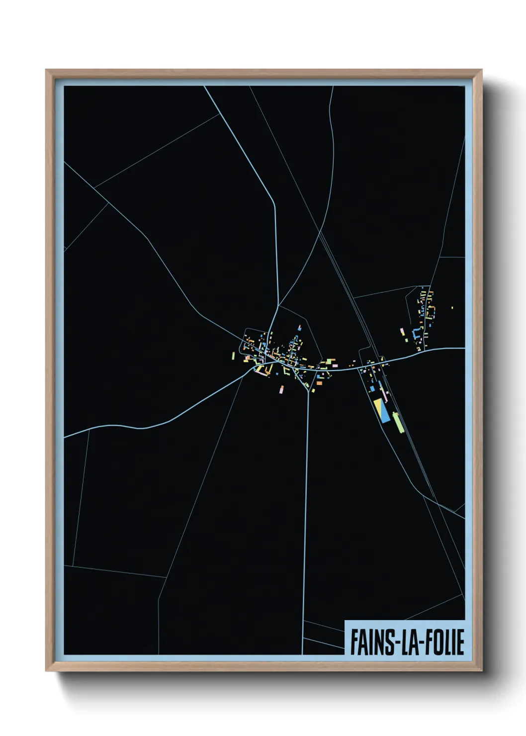 Une affiche de carte sur Fains-la-Folie