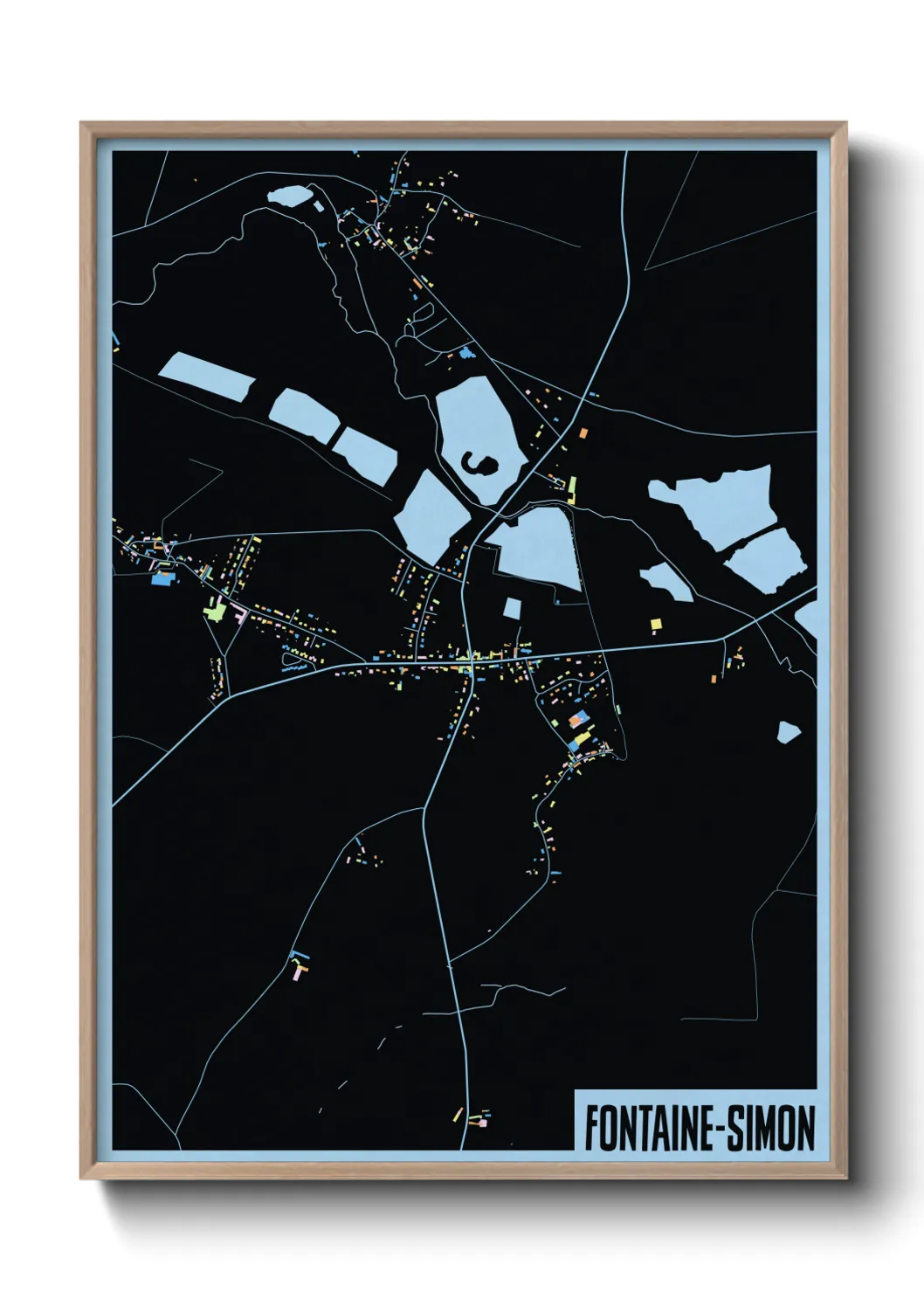 Une affiche de carte sur Fontaine-Simon