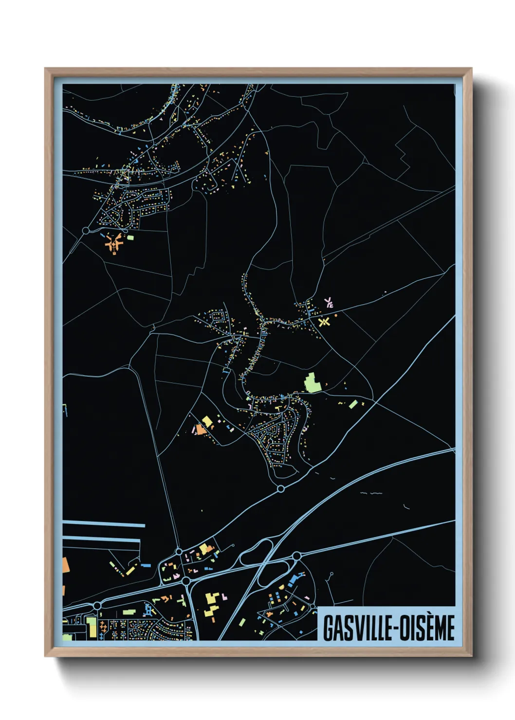 Une affiche de carte sur Gasville-Oisème