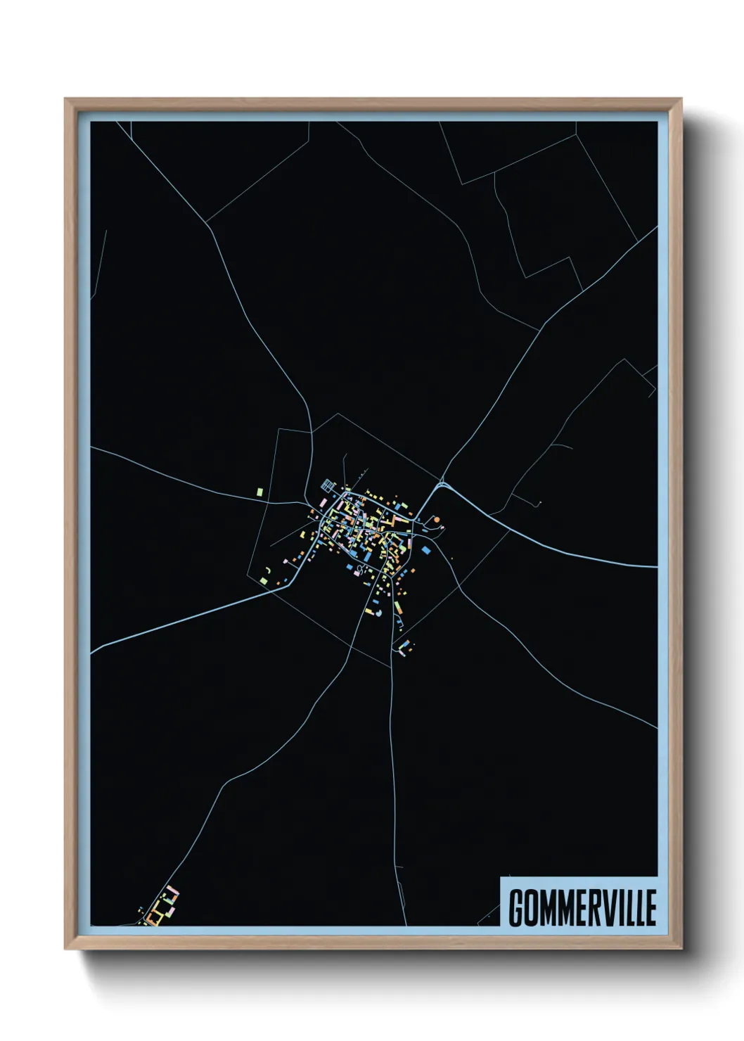 Une affiche de carte sur Gommerville