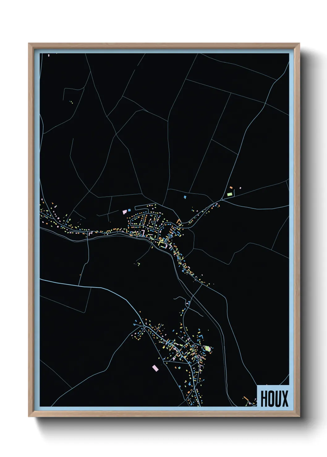 Une affiche de carte sur Houx