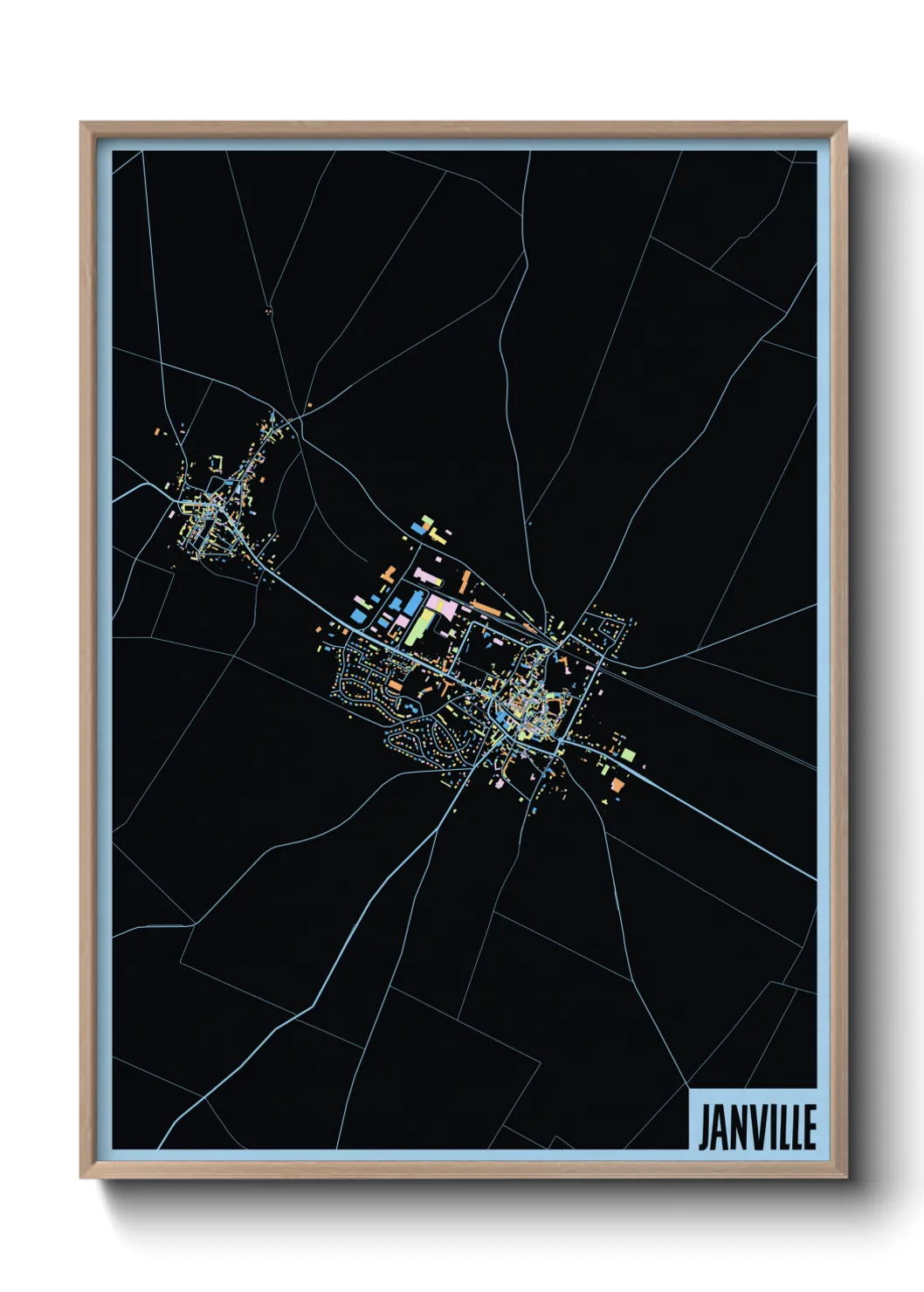 Une affiche de carte sur Janville