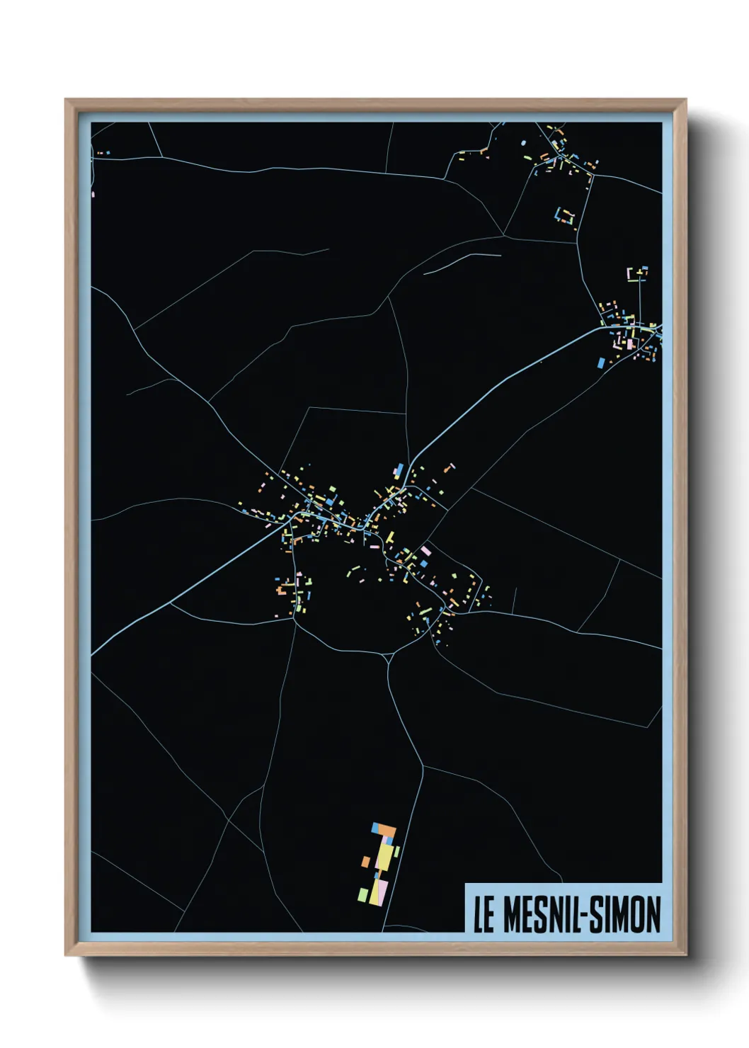 Une affiche de carte sur Le Mesnil-Simon