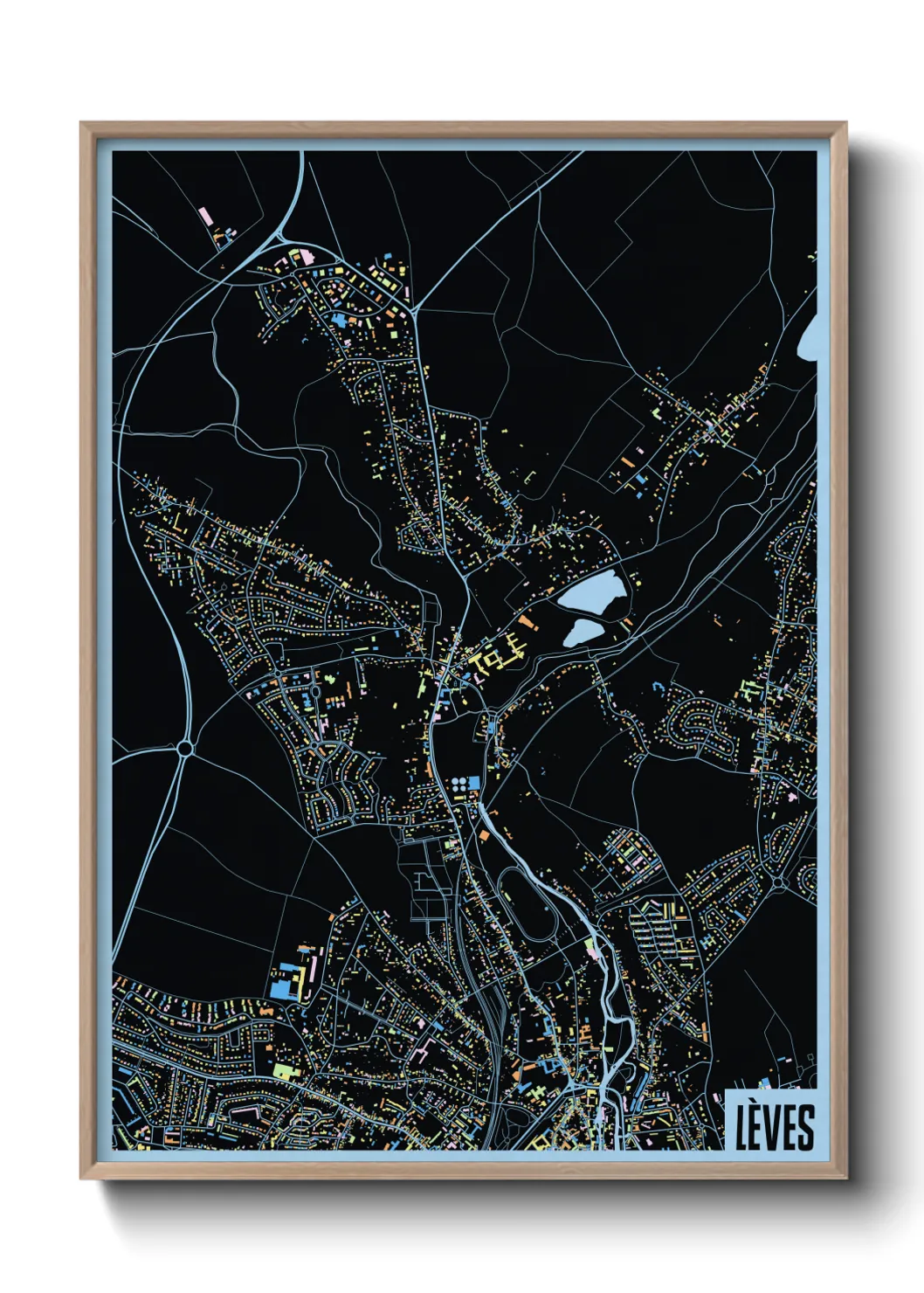 Une affiche de carte sur Lèves