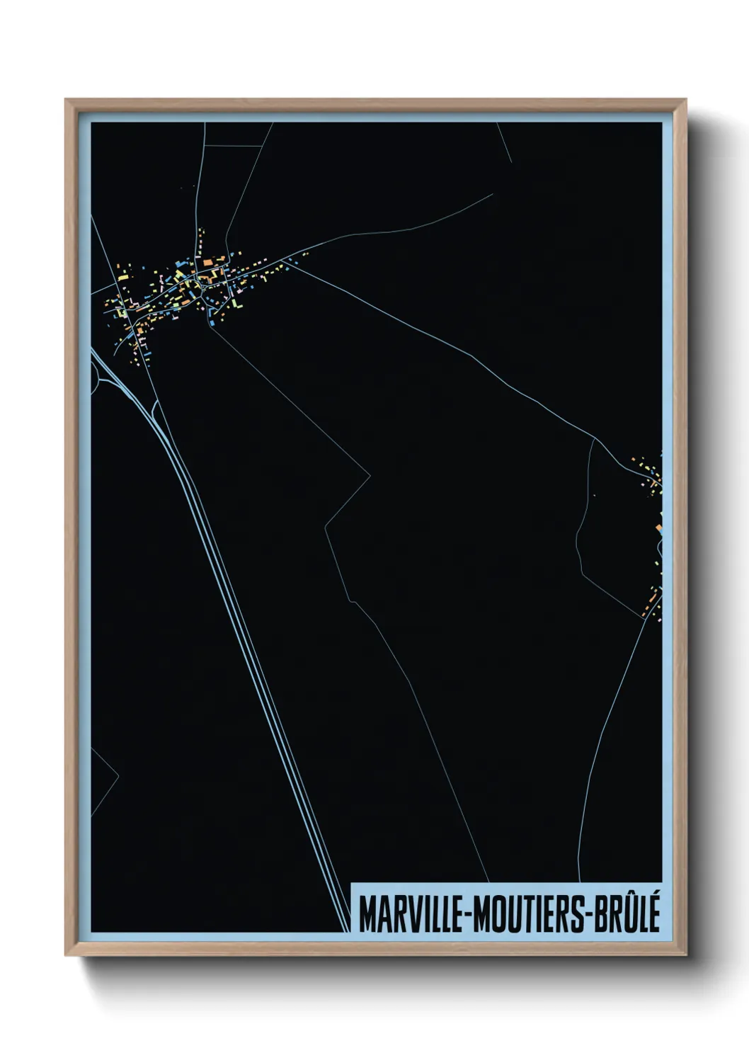 Une affiche de carte sur Marville-Moutiers-Brûlé