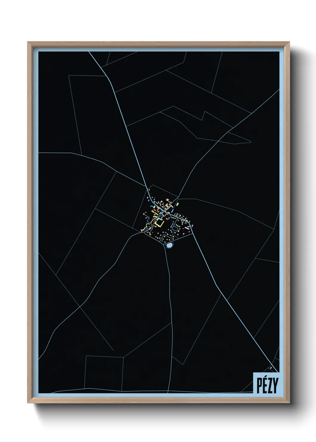 Une affiche de carte sur Pézy