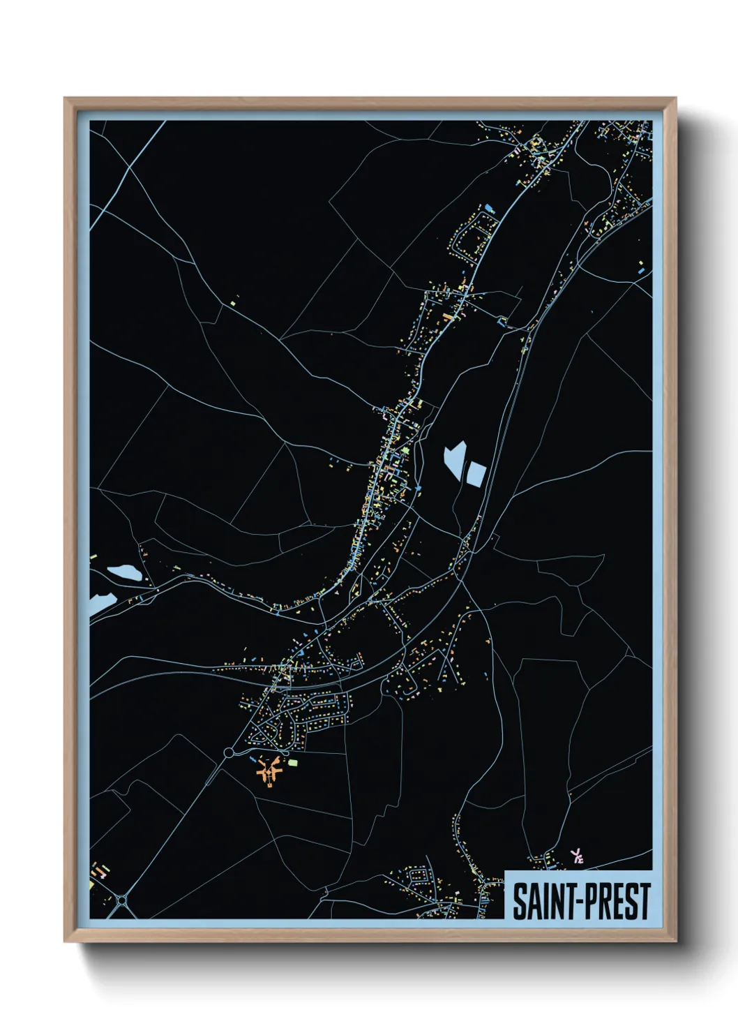 Une affiche de carte sur Saint-Prest