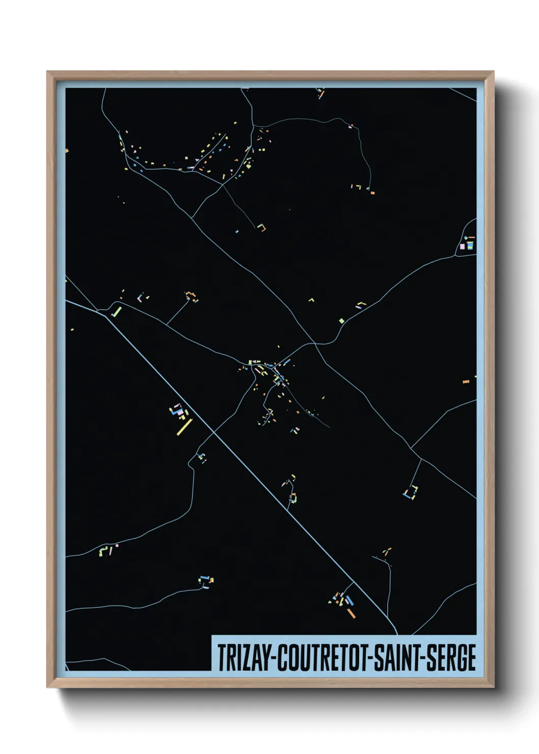 Une affiche de carte sur Trizay-Coutretot-Saint-Serge