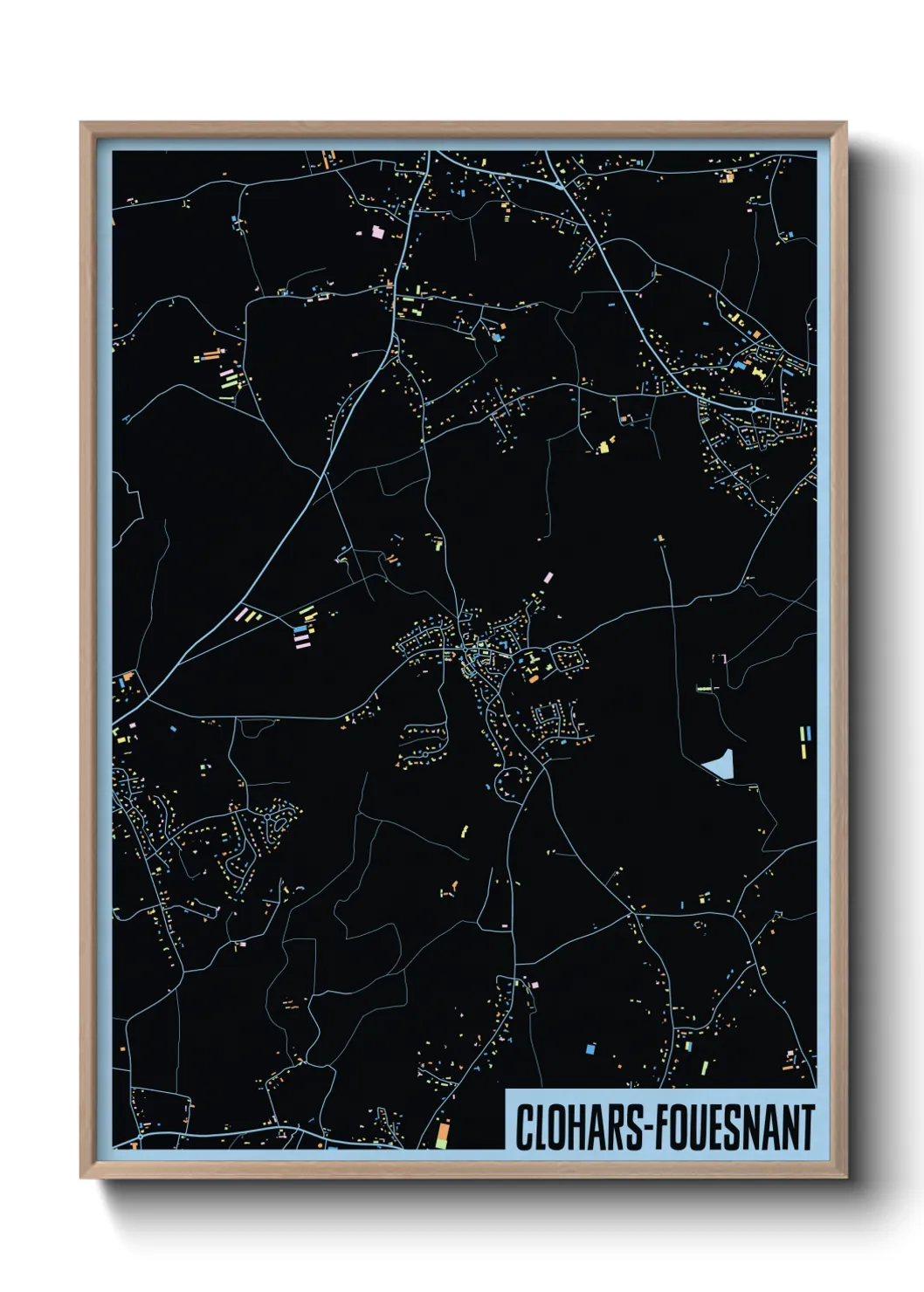 Une affiche de carte sur Clohars-Fouesnant