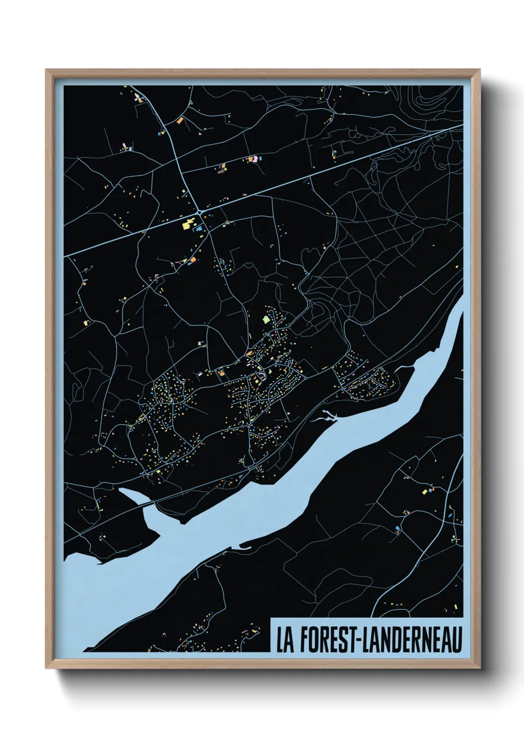 Une affiche de carte sur La Forest-Landerneau
