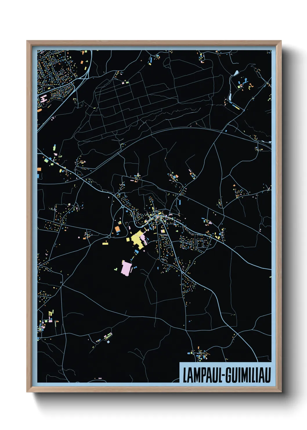 Une affiche de carte sur Lampaul-Guimiliau