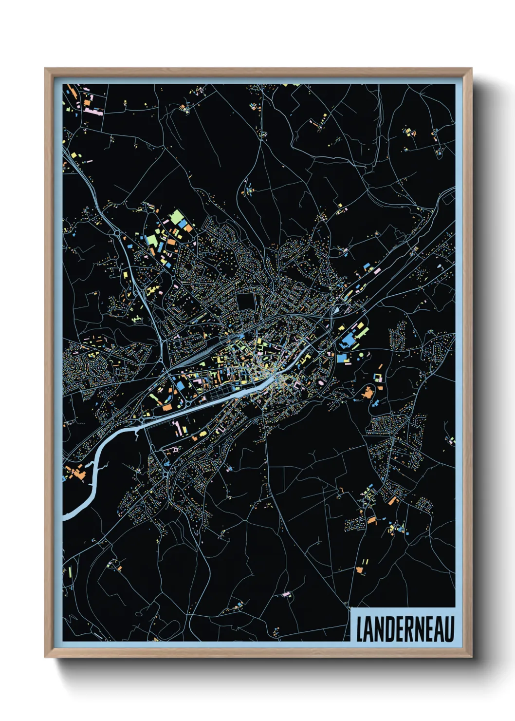 Une affiche de carte sur Landerneau