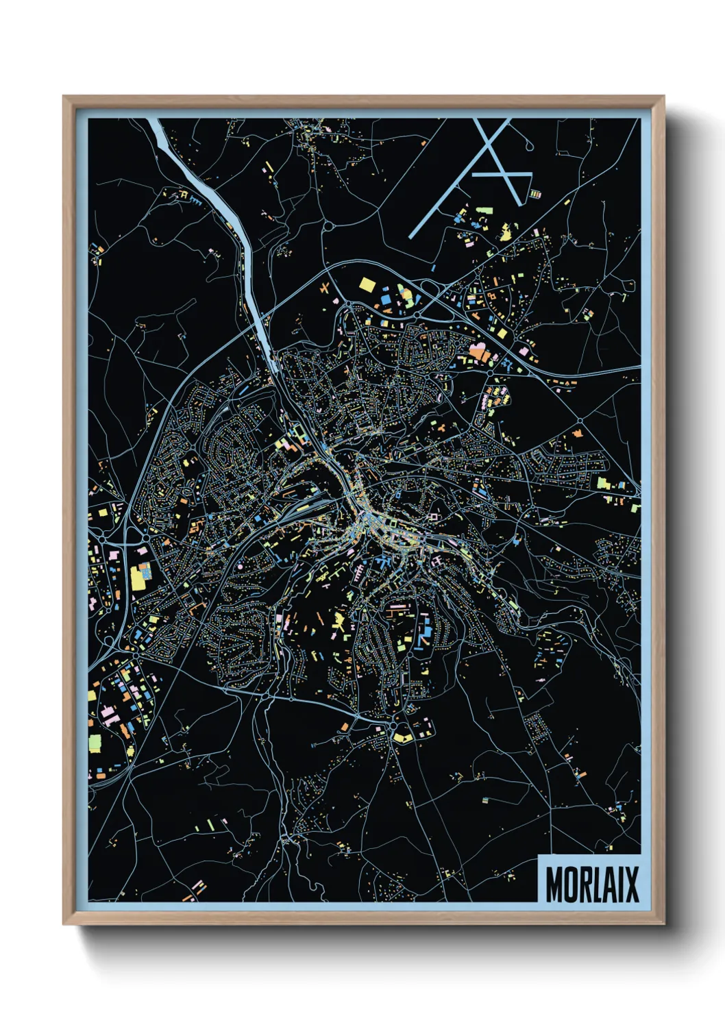 Une affiche de carte sur Morlaix