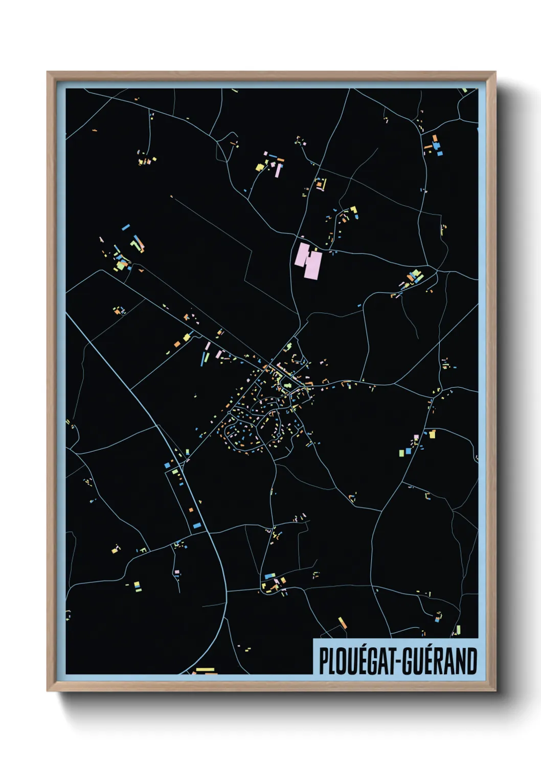 Une affiche de carte sur Plouégat-Guérand