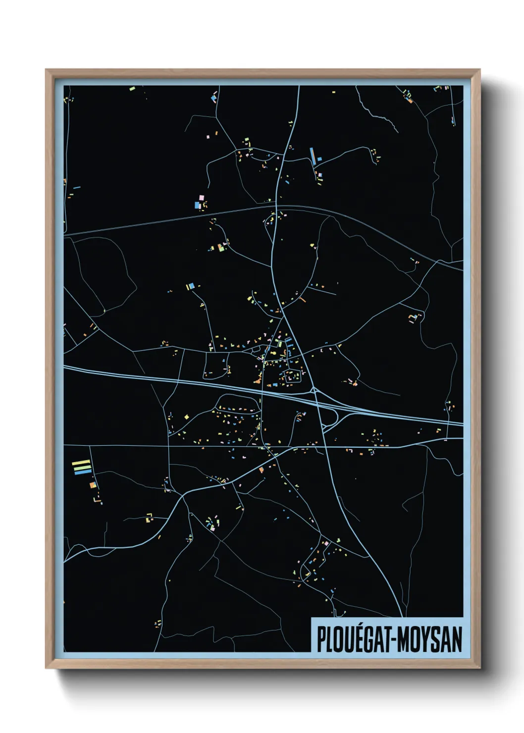 Une affiche de carte sur Plouégat-Moysan