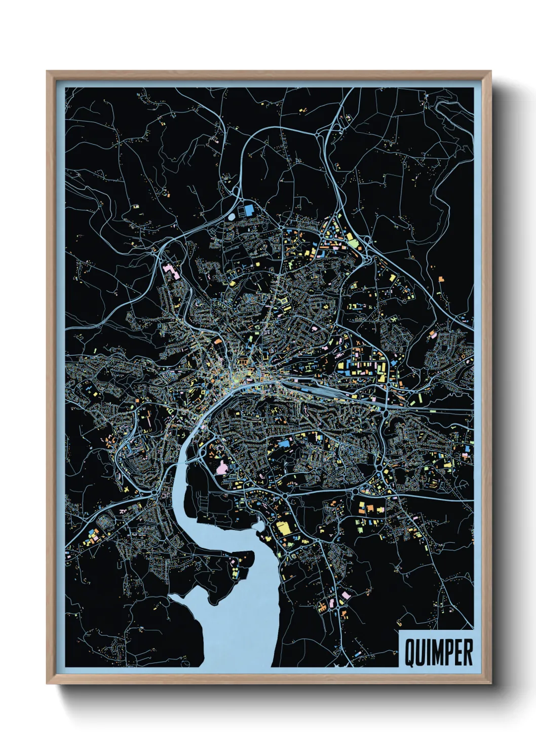 Une affiche de carte sur Quimper