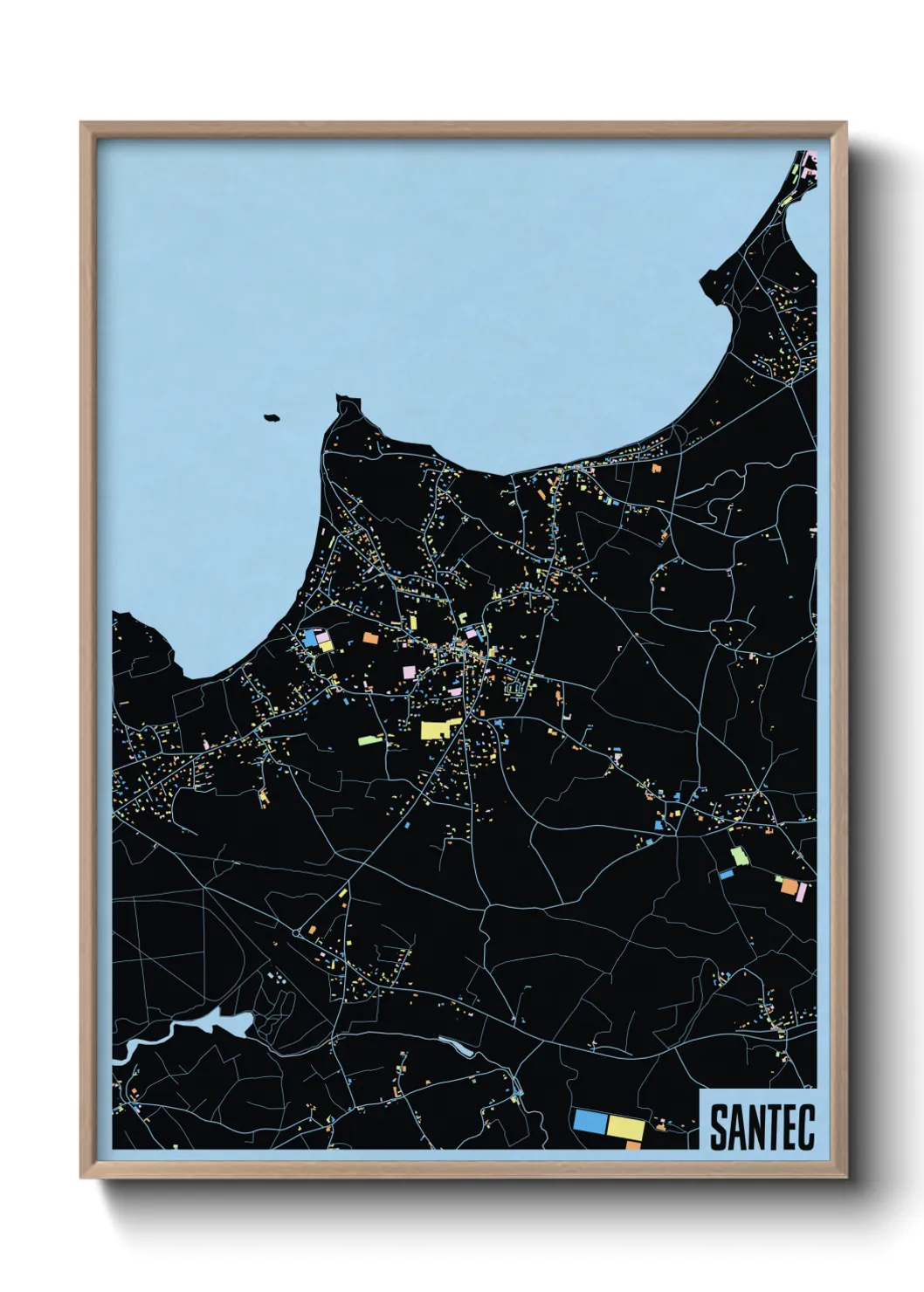 Une affiche de carte sur Santec