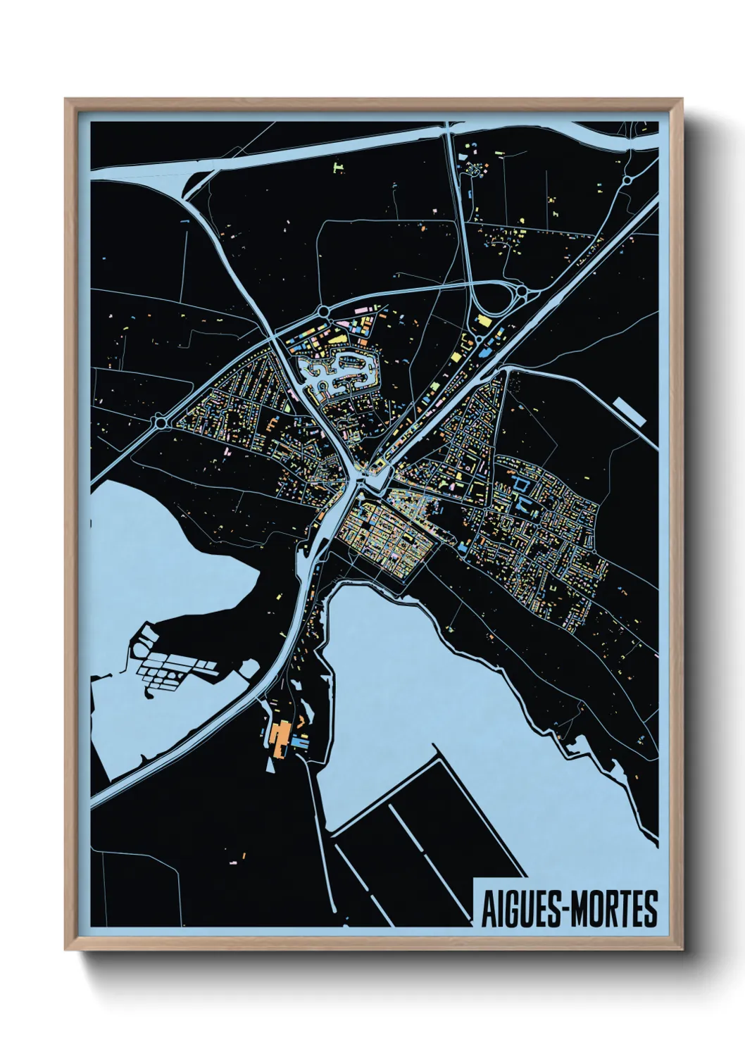 Une affiche de carte sur Aigues-Mortes