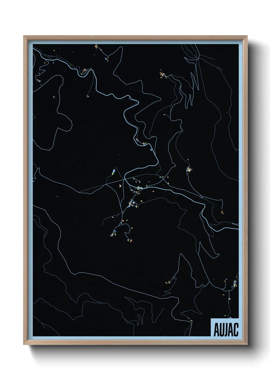 Une affiche de carte sur Aujac