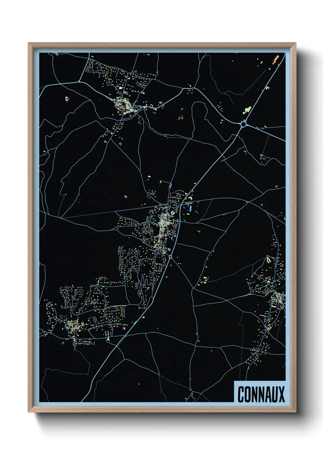 Une affiche de carte sur Connaux