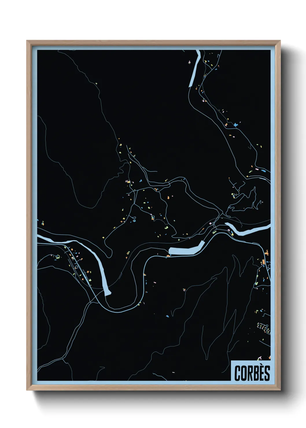 Une affiche de carte sur Corbès