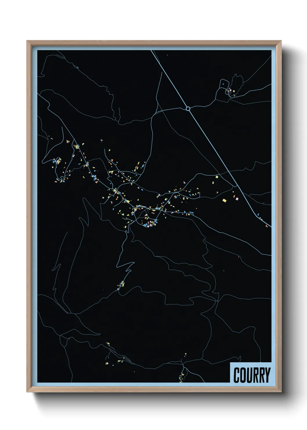 Une affiche de carte sur Courry