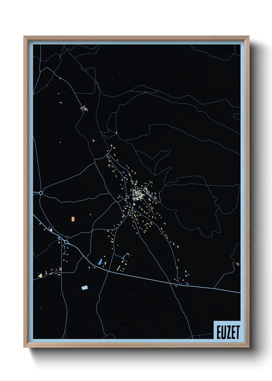 Une affiche de carte sur Euzet
