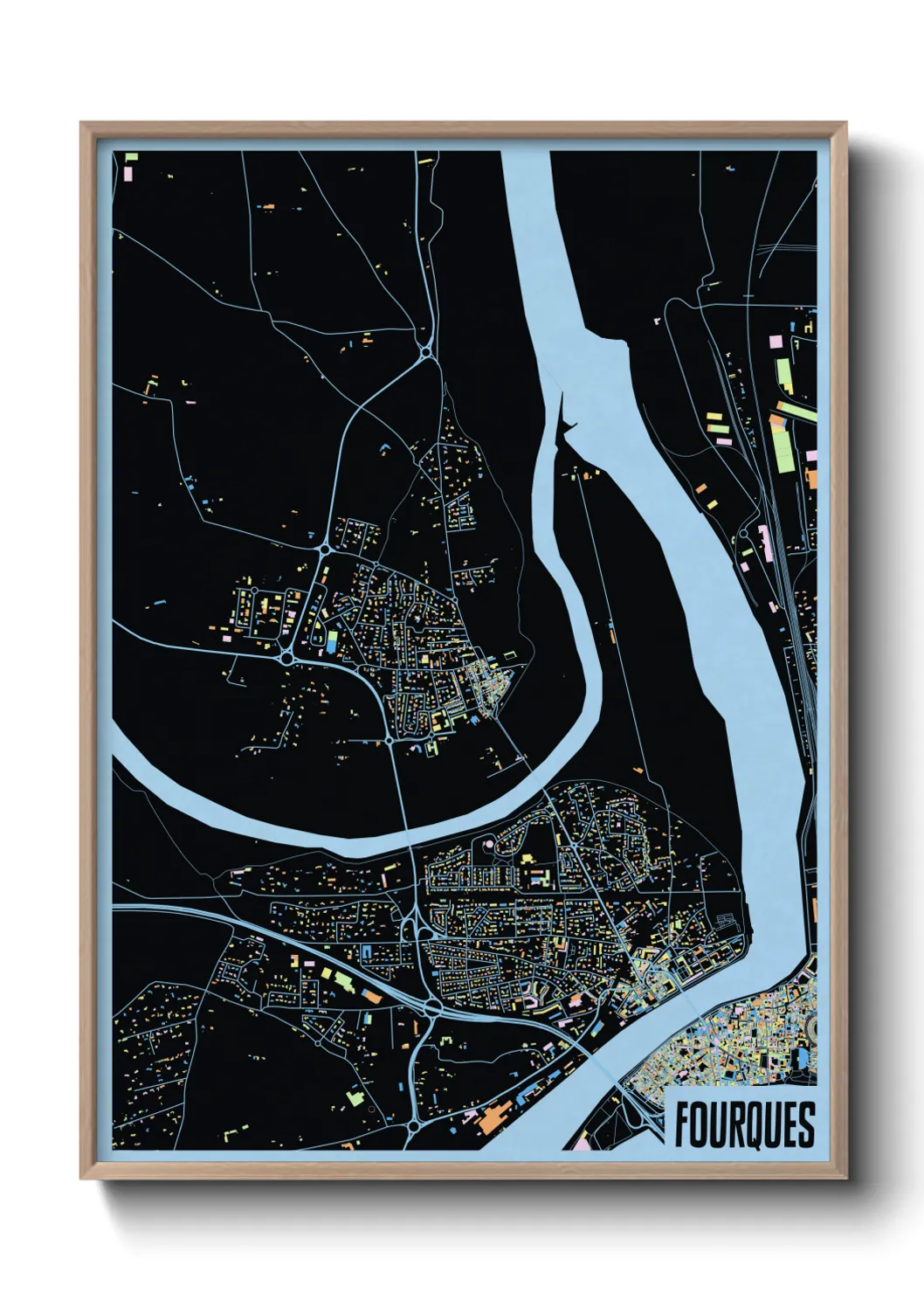 Une affiche de carte sur Fourques