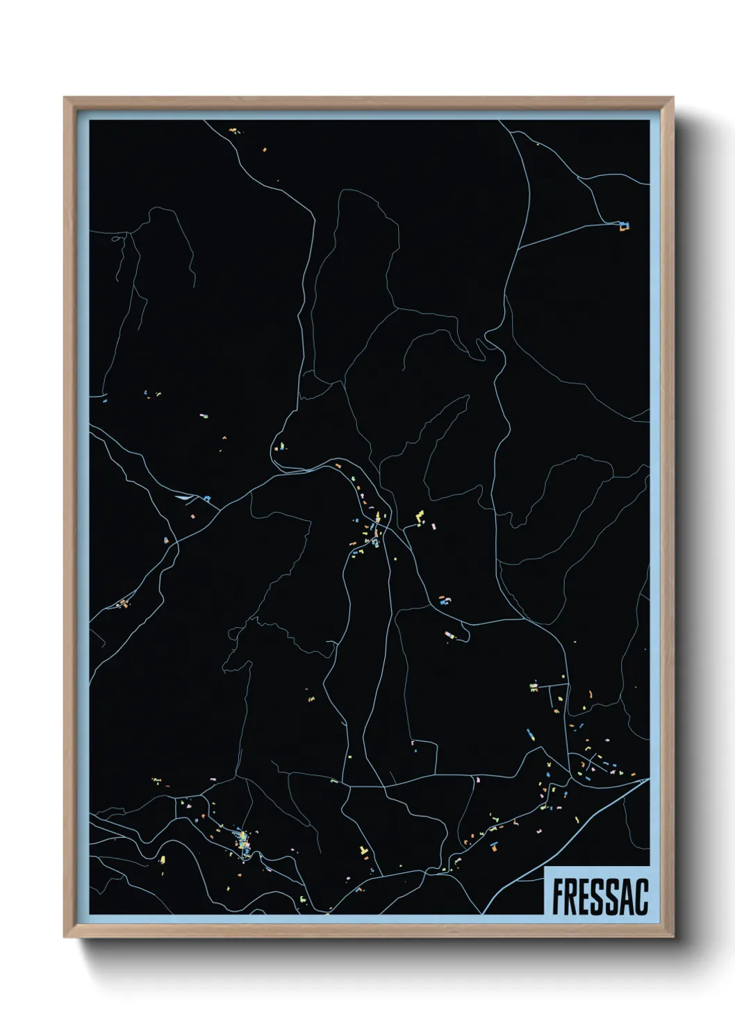 Une affiche de carte sur Fressac