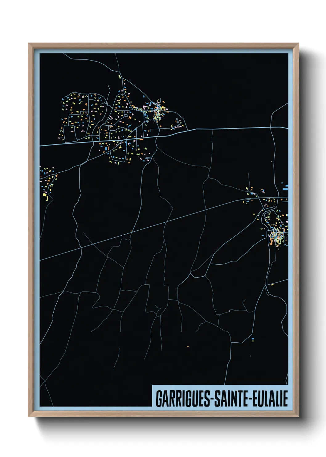 Une affiche de carte sur Garrigues-Sainte-Eulalie