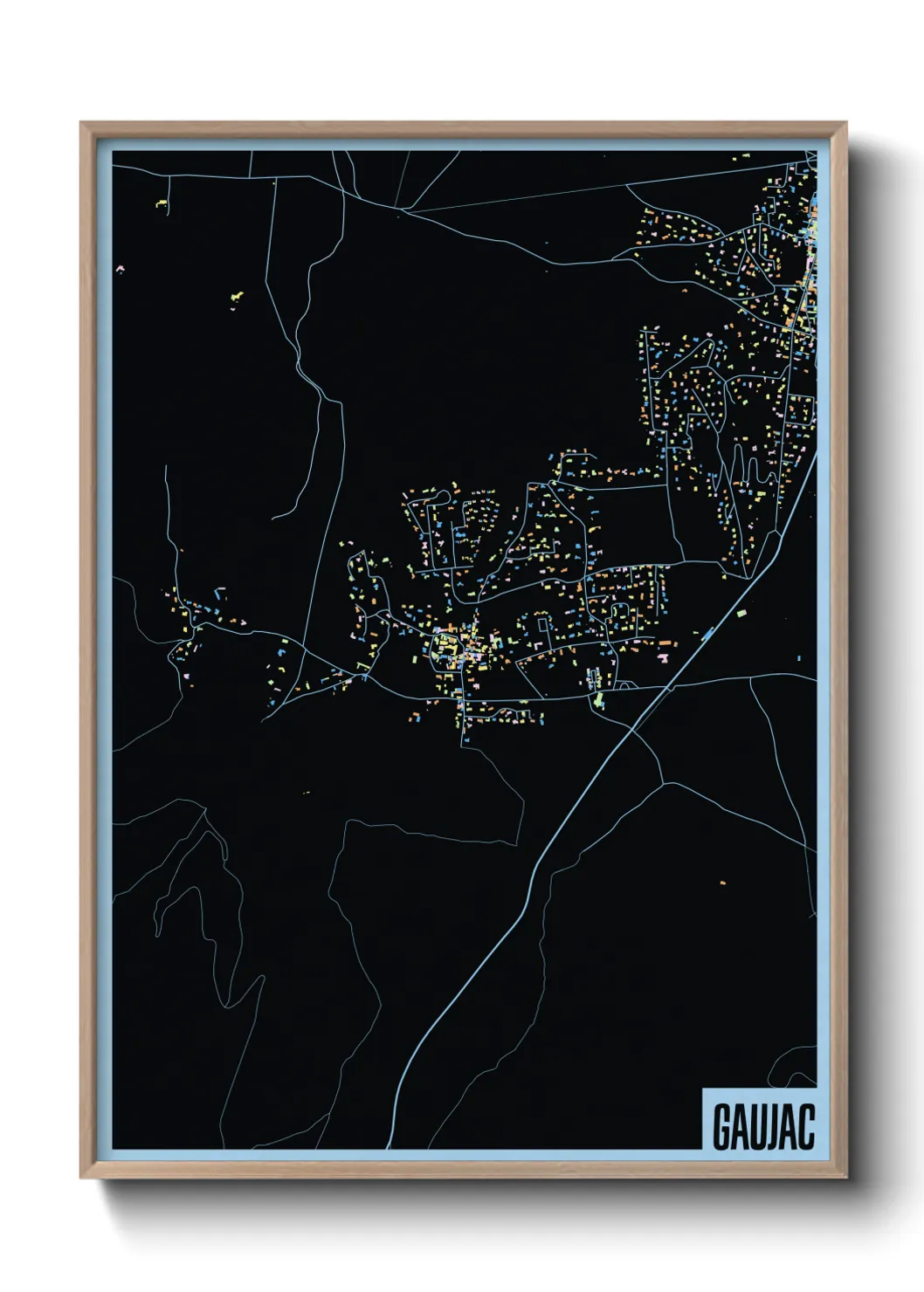 Une affiche de carte sur Gaujac