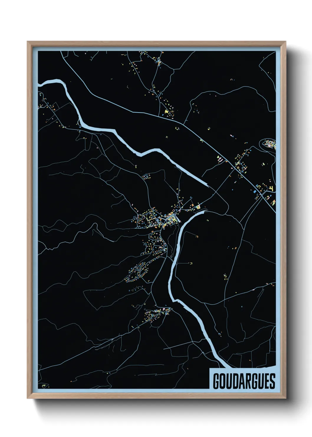 Une affiche de carte sur Goudargues