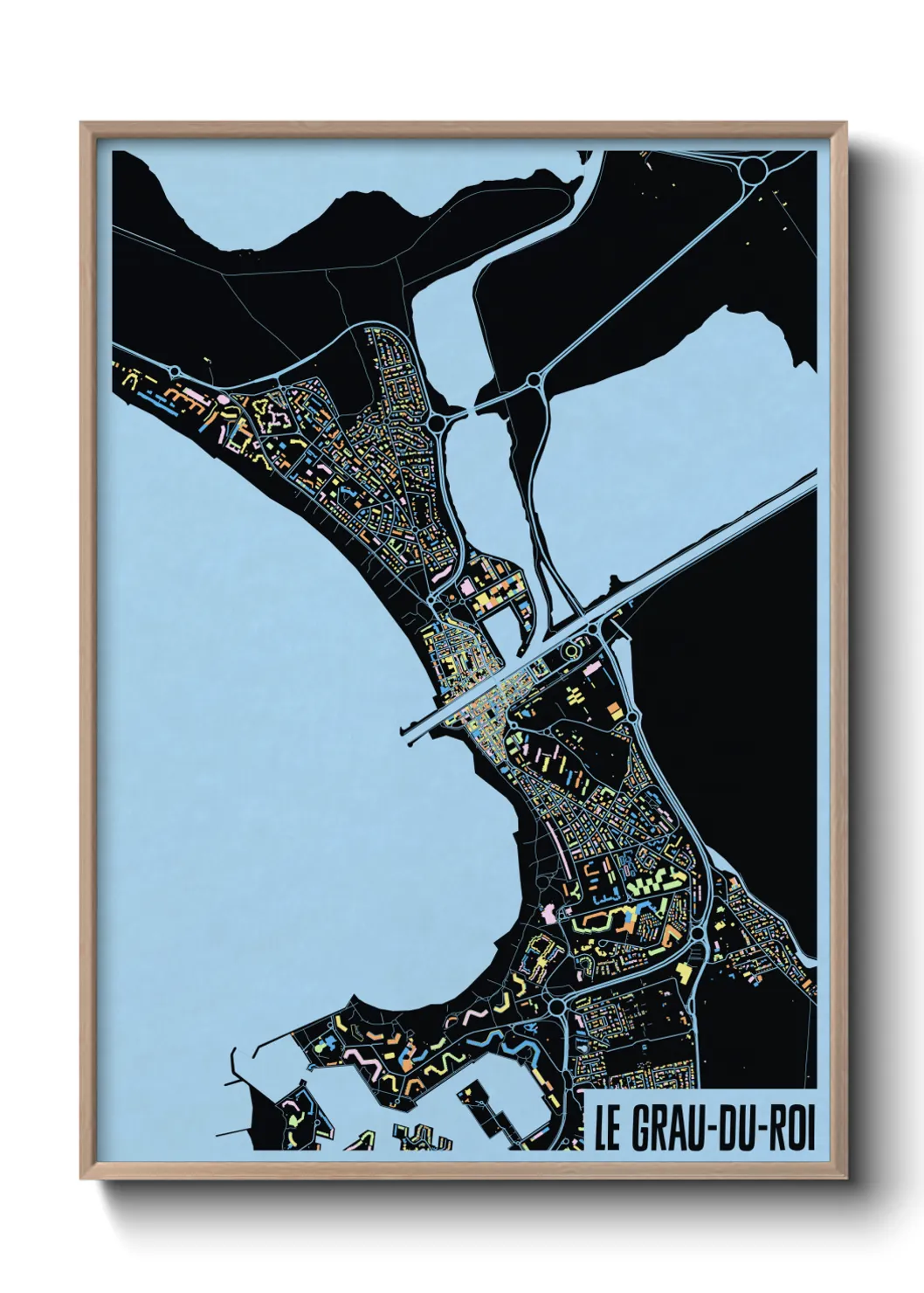 Une affiche de carte sur Le Grau-du-Roi