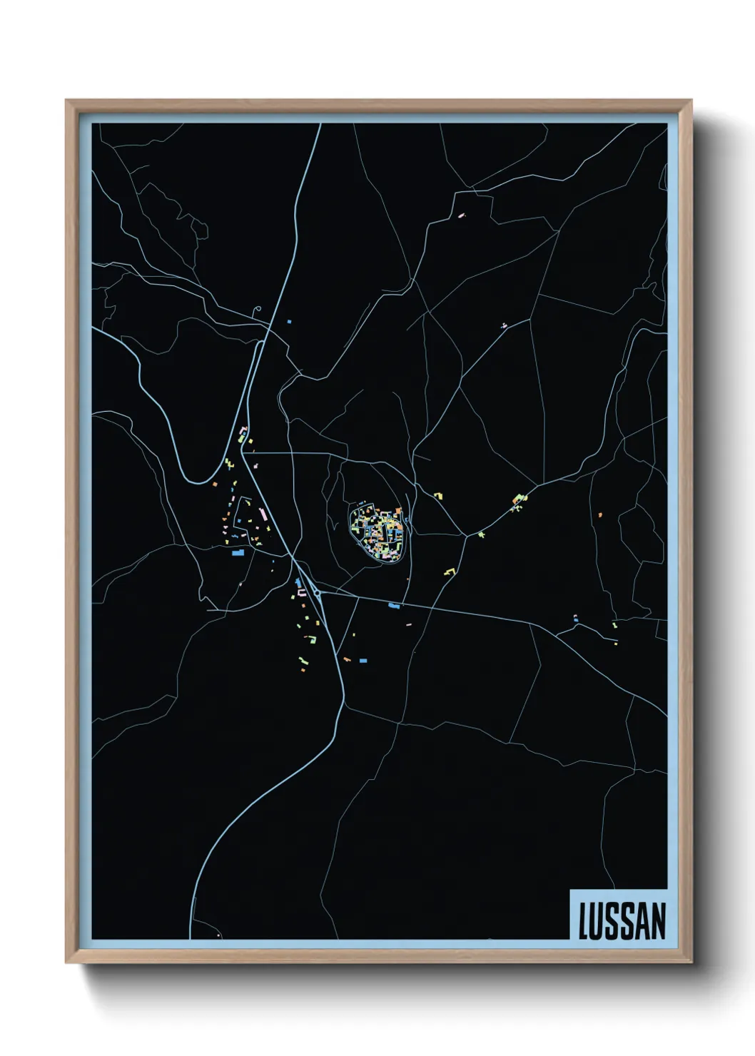 Une affiche de carte sur Lussan