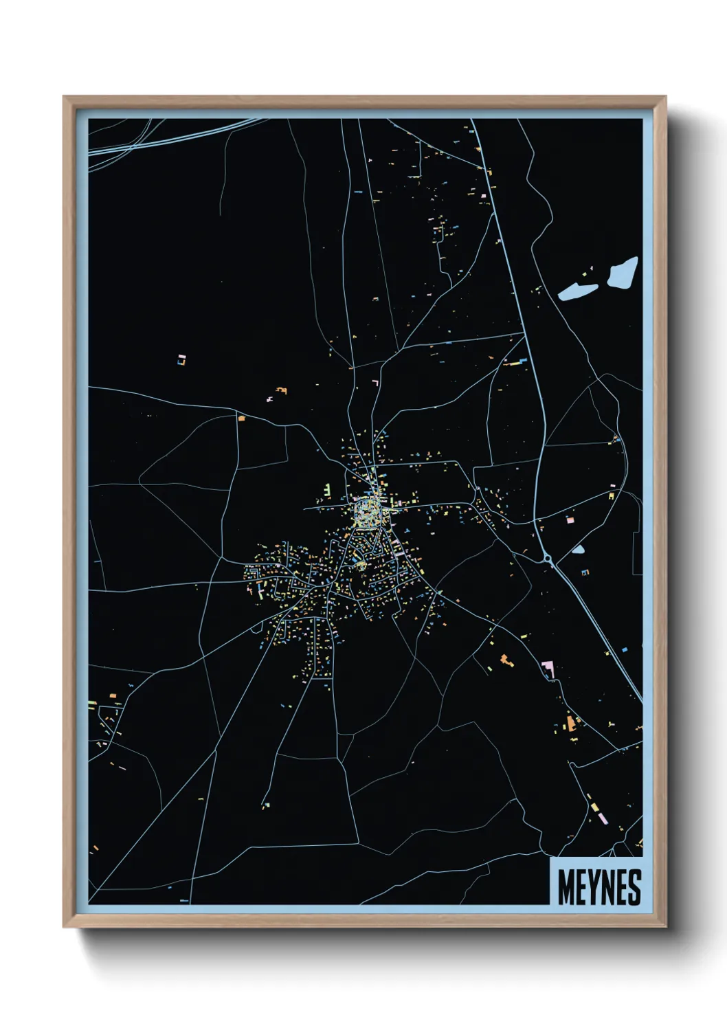 Une affiche de carte sur Meynes