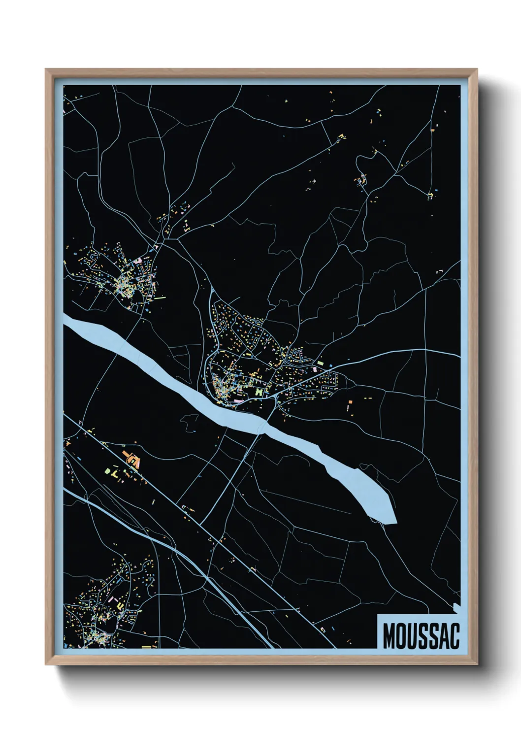 Une affiche de carte sur Moussac