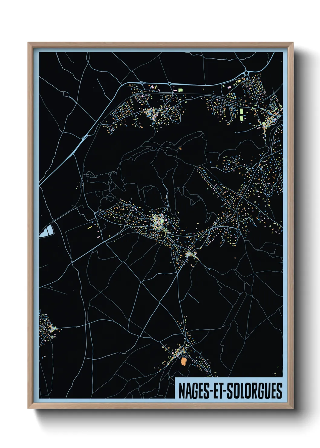 Une affiche de carte sur Nages-et-Solorgues