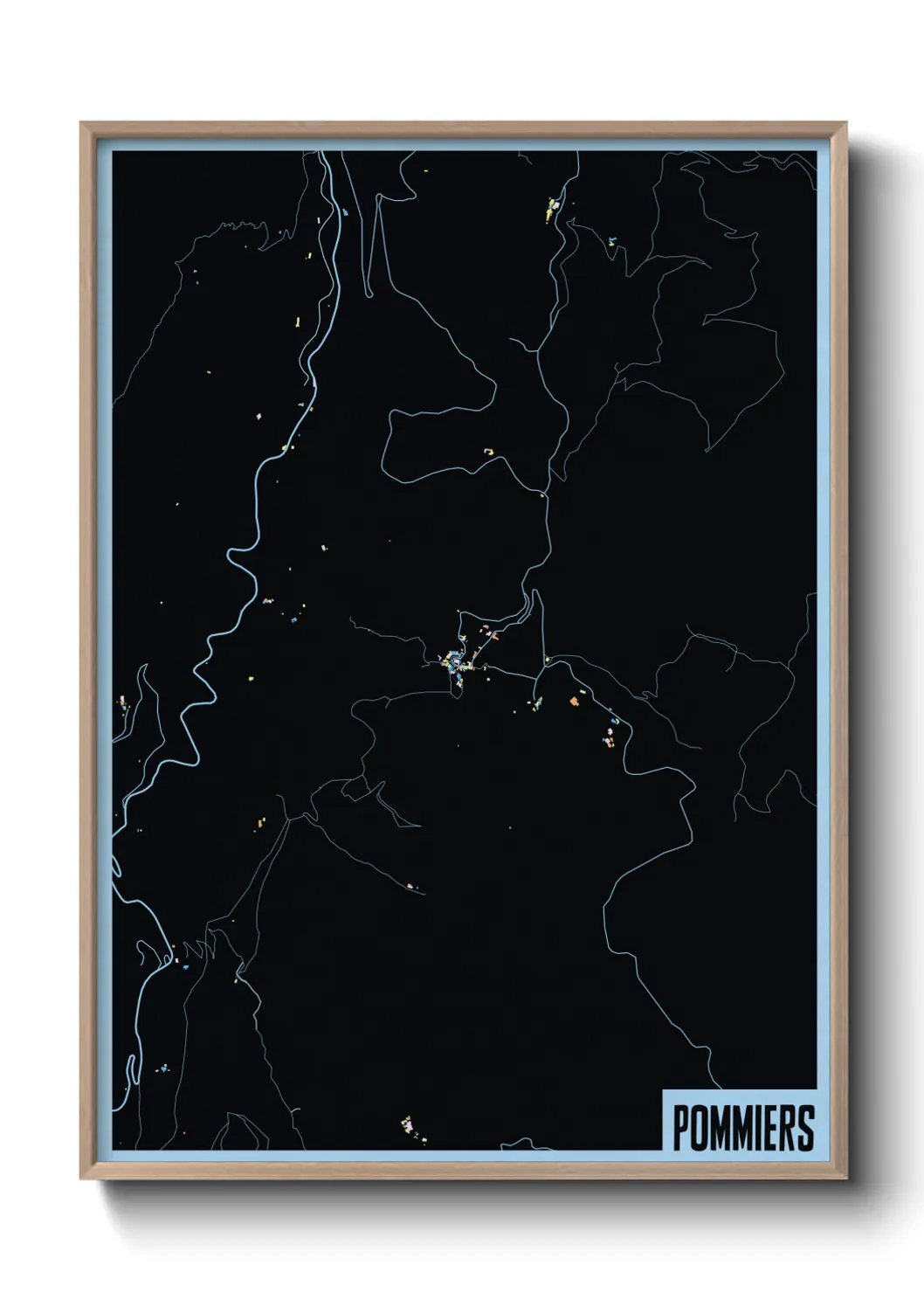 Une affiche de carte sur Pommiers