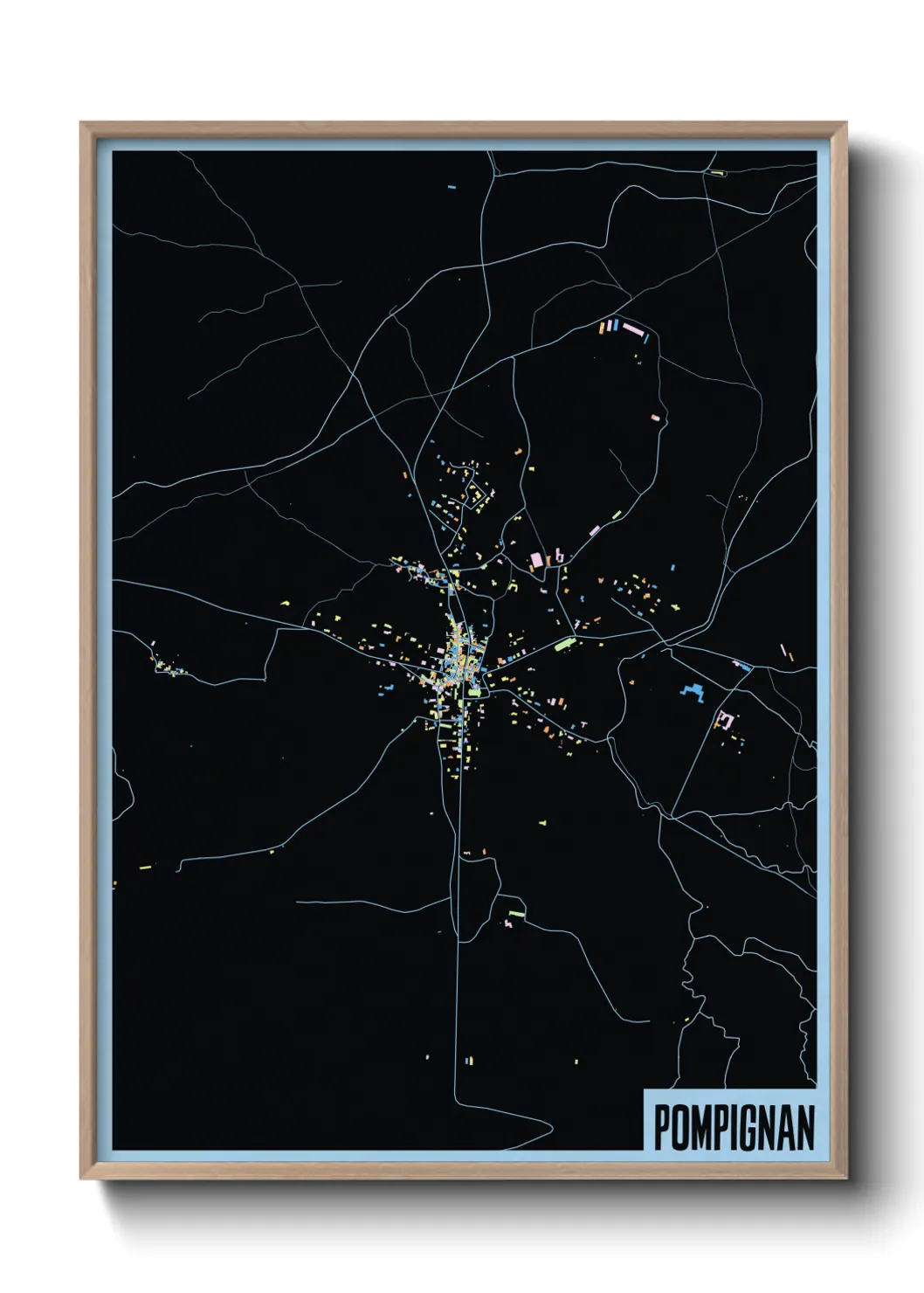 Une affiche de carte sur Pompignan