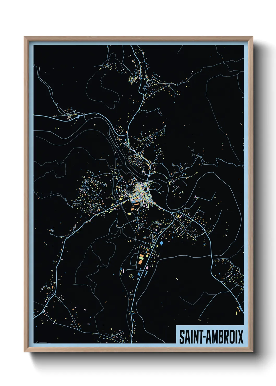 Une affiche de carte sur Saint-Ambroix