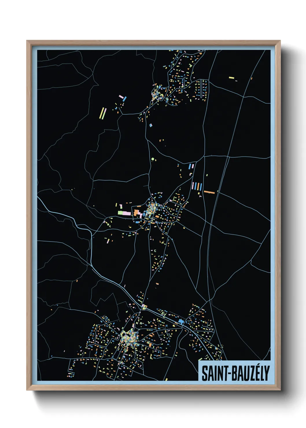 Une affiche de carte sur Saint-Bauzély