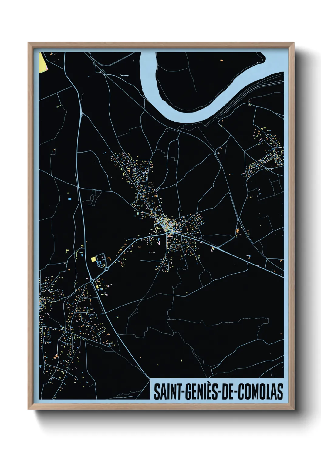 Une affiche de carte sur Saint-Geniès-de-Comolas