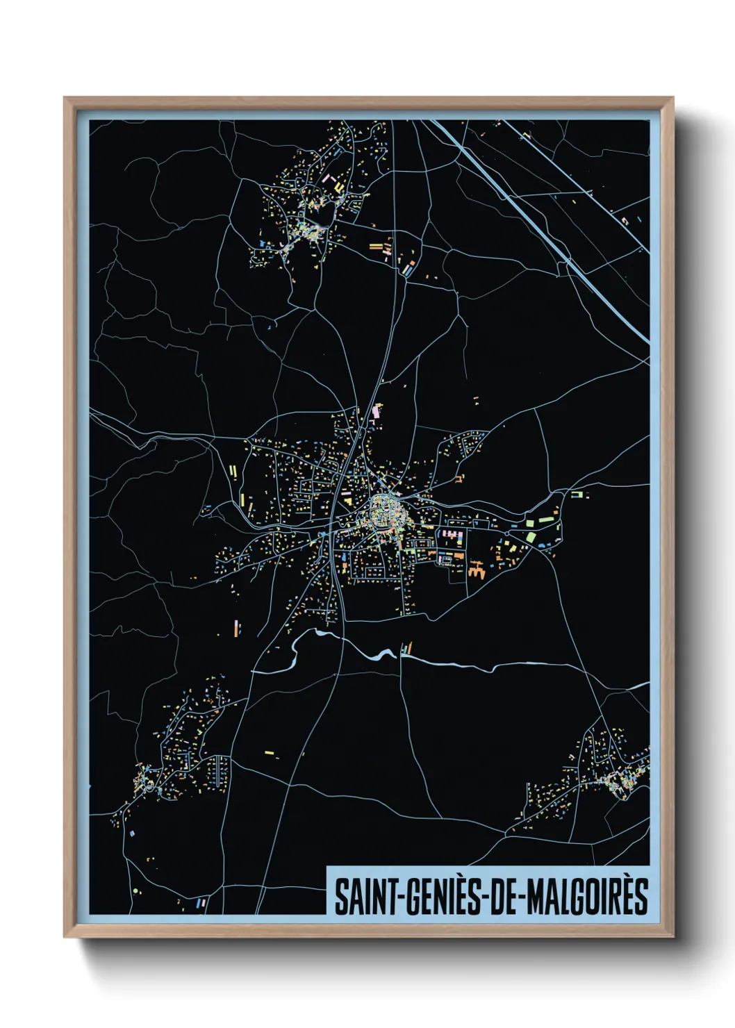 Une affiche de carte sur Saint-Geniès-de-Malgoirès