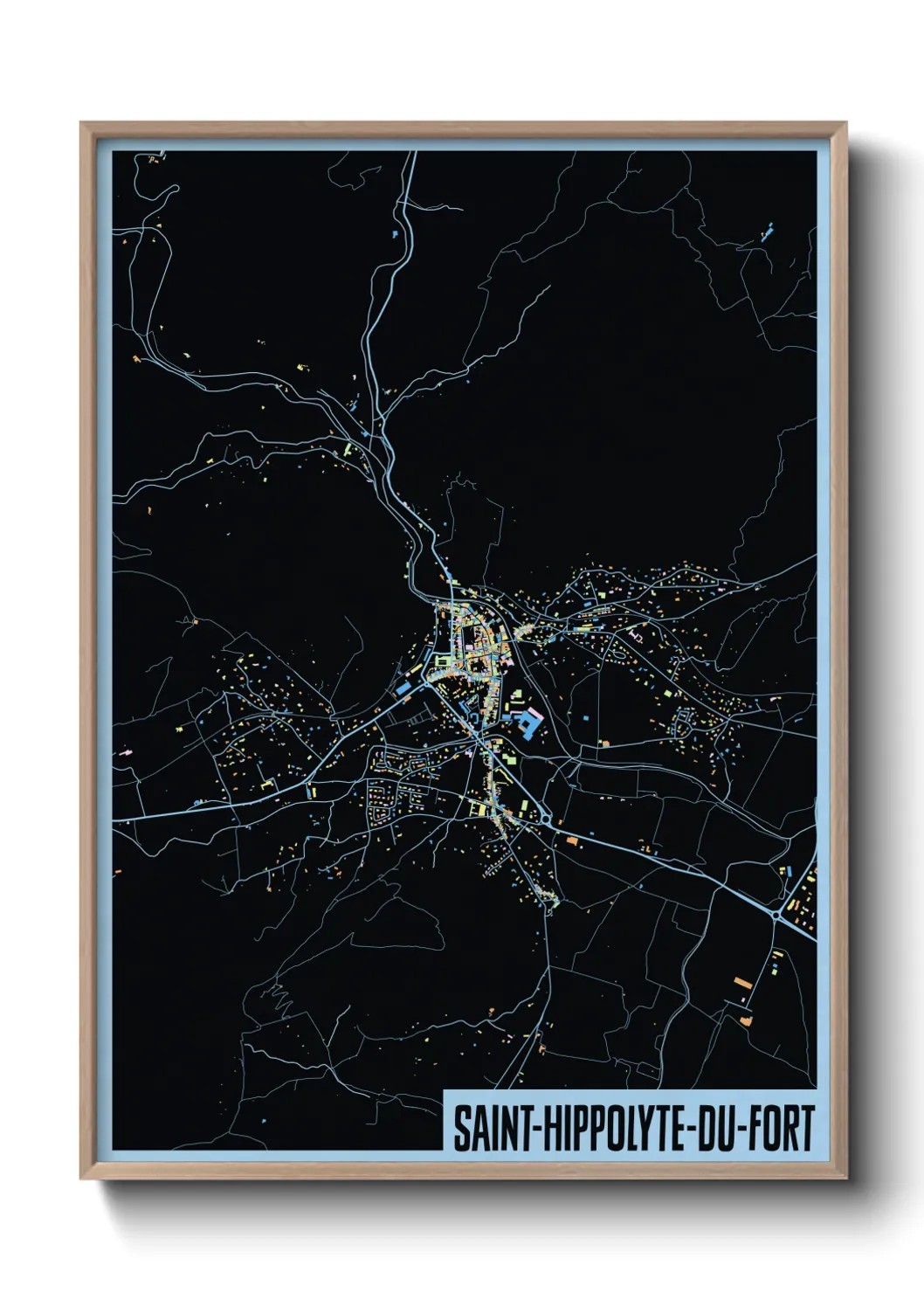 Une affiche de carte sur Saint-Hippolyte-du-Fort