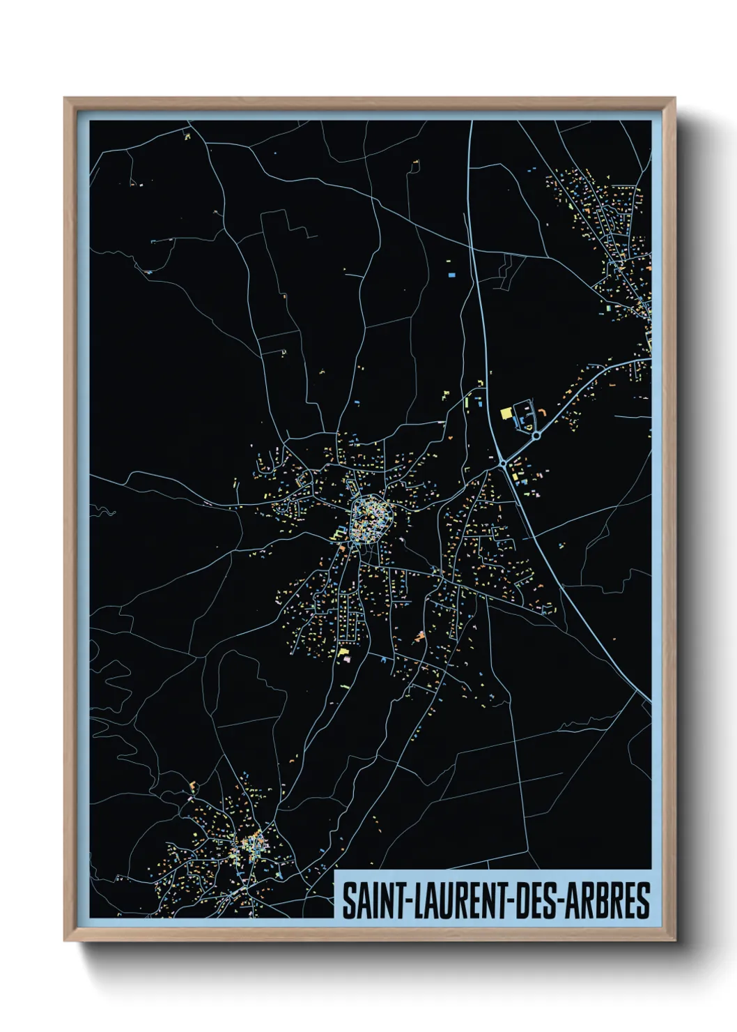 Une affiche de carte sur Saint-Laurent-des-Arbres