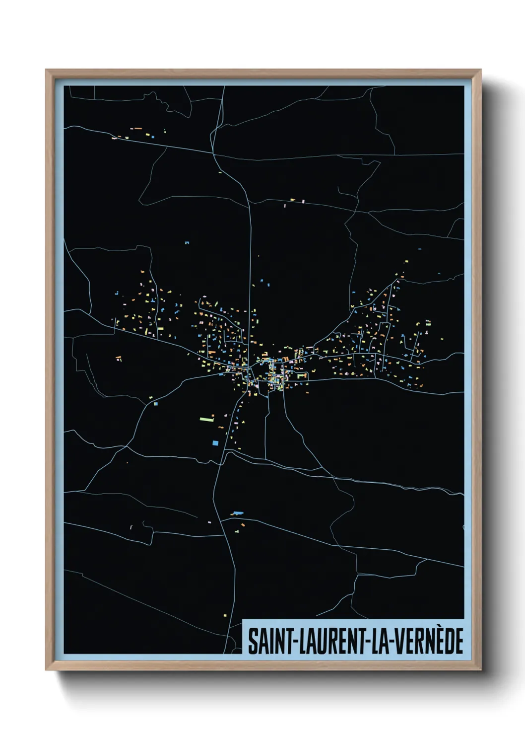 Une affiche de carte sur Saint-Laurent-la-Vernède