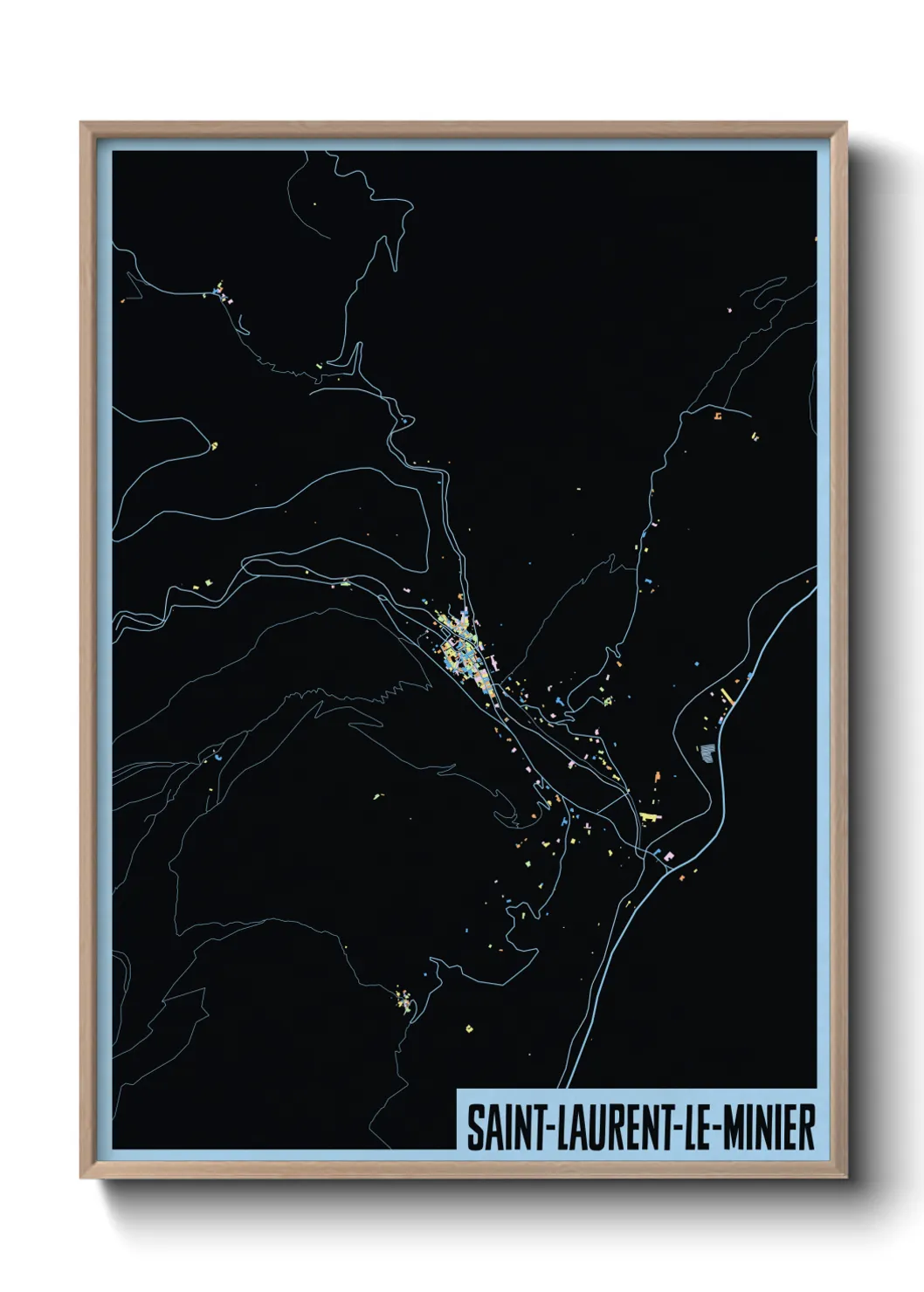 Une affiche de carte sur Saint-Laurent-le-Minier