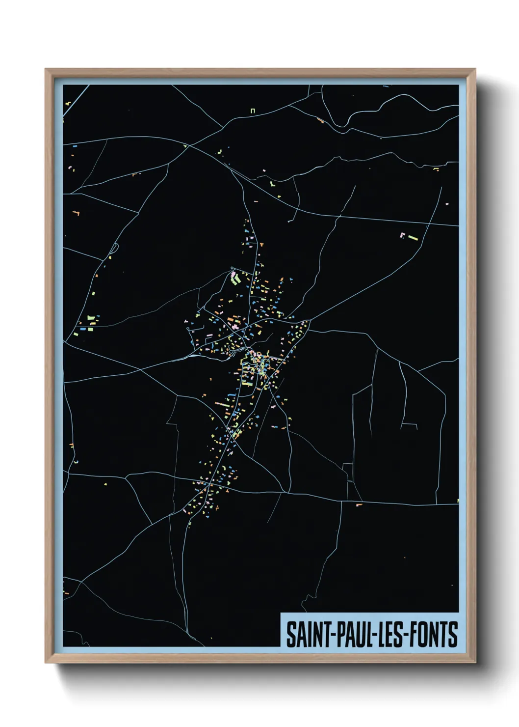 Une affiche de carte sur Saint-Paul-les-Fonts